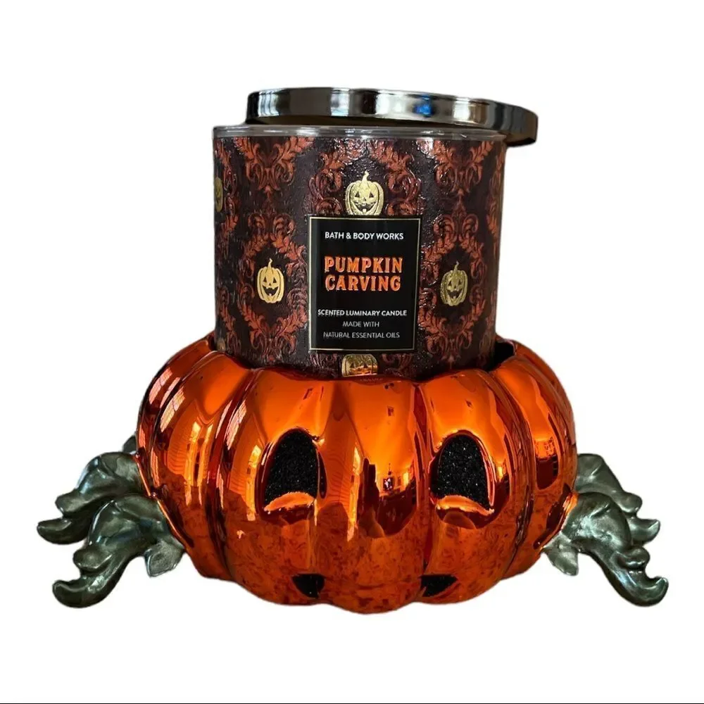NIB Bath & Body Works Pumpkin Spider Pedestal Candleholder